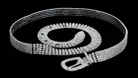 #16528 - 5 Row Adjustable Stretch Rhinestone Belt fits 32"-45" Waists