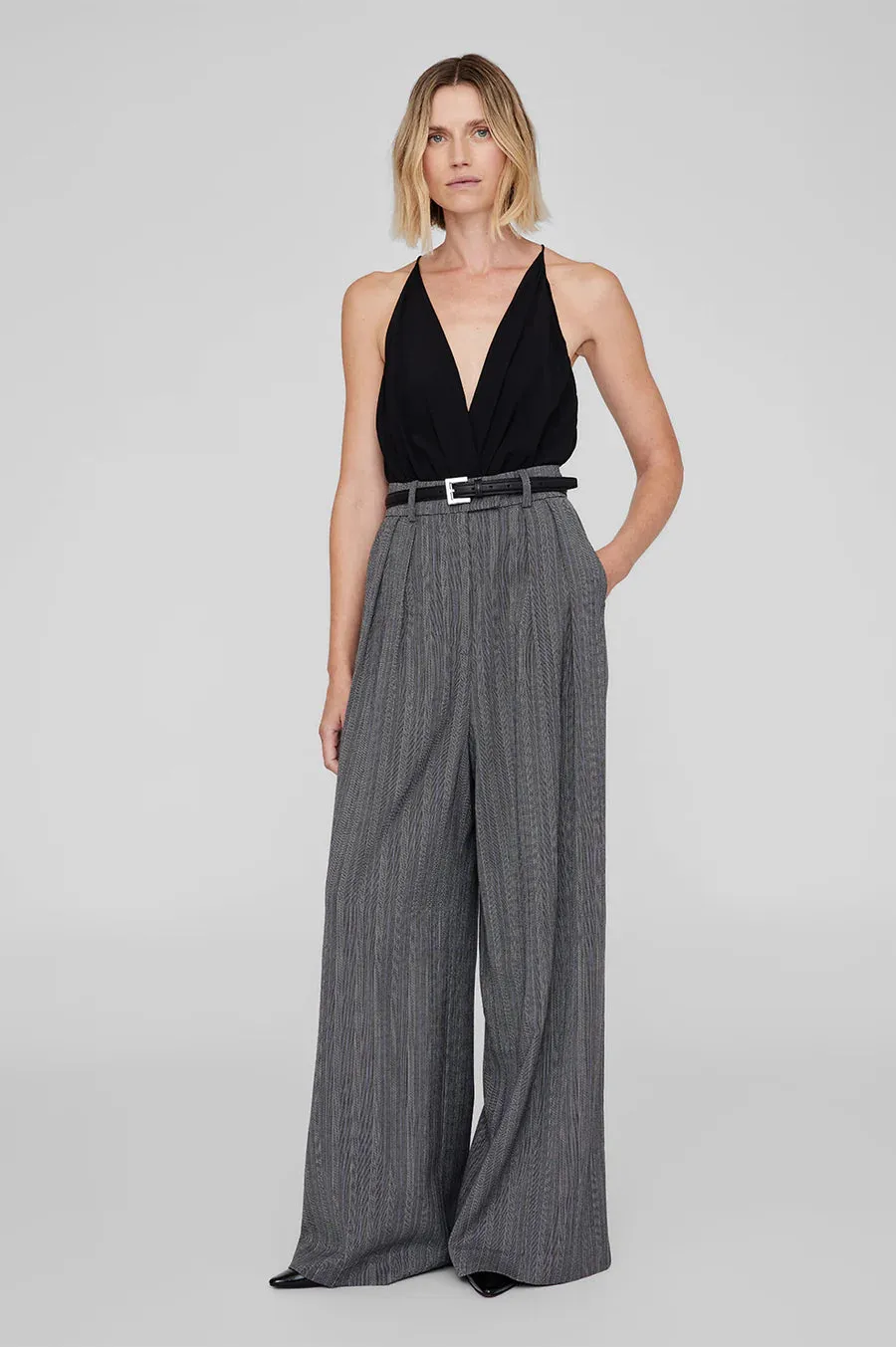 Anine Bing Nicola Belt in Black with Silver