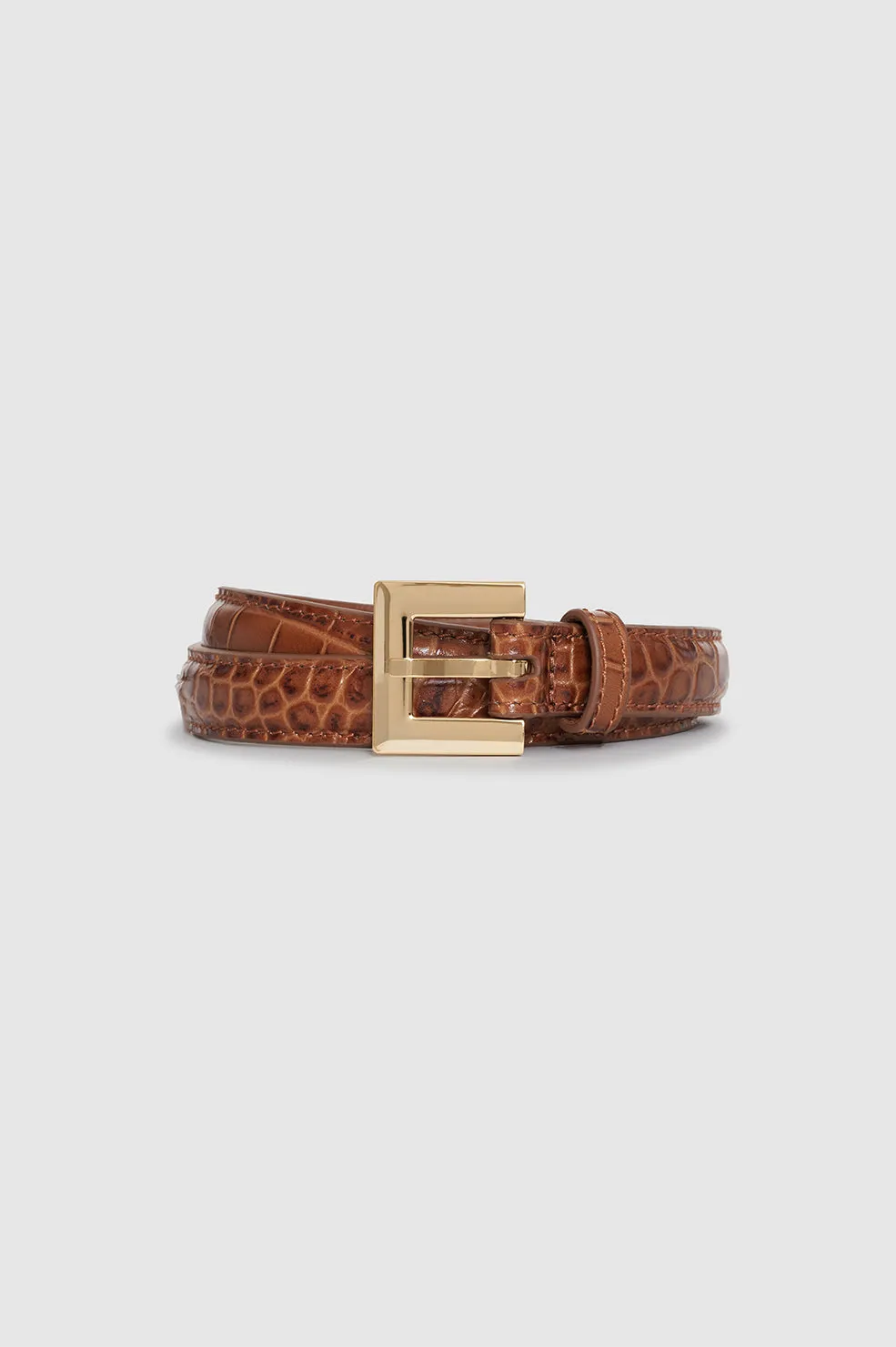 Anine Bing Nicola Belt in Embossed Brown
