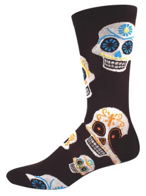 Black and White Muertos Skull Socks (Men's)
