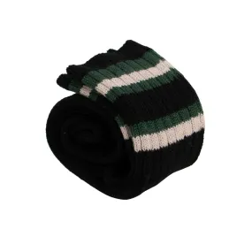 Black/Green Ribbed Stiped Knee High Socks