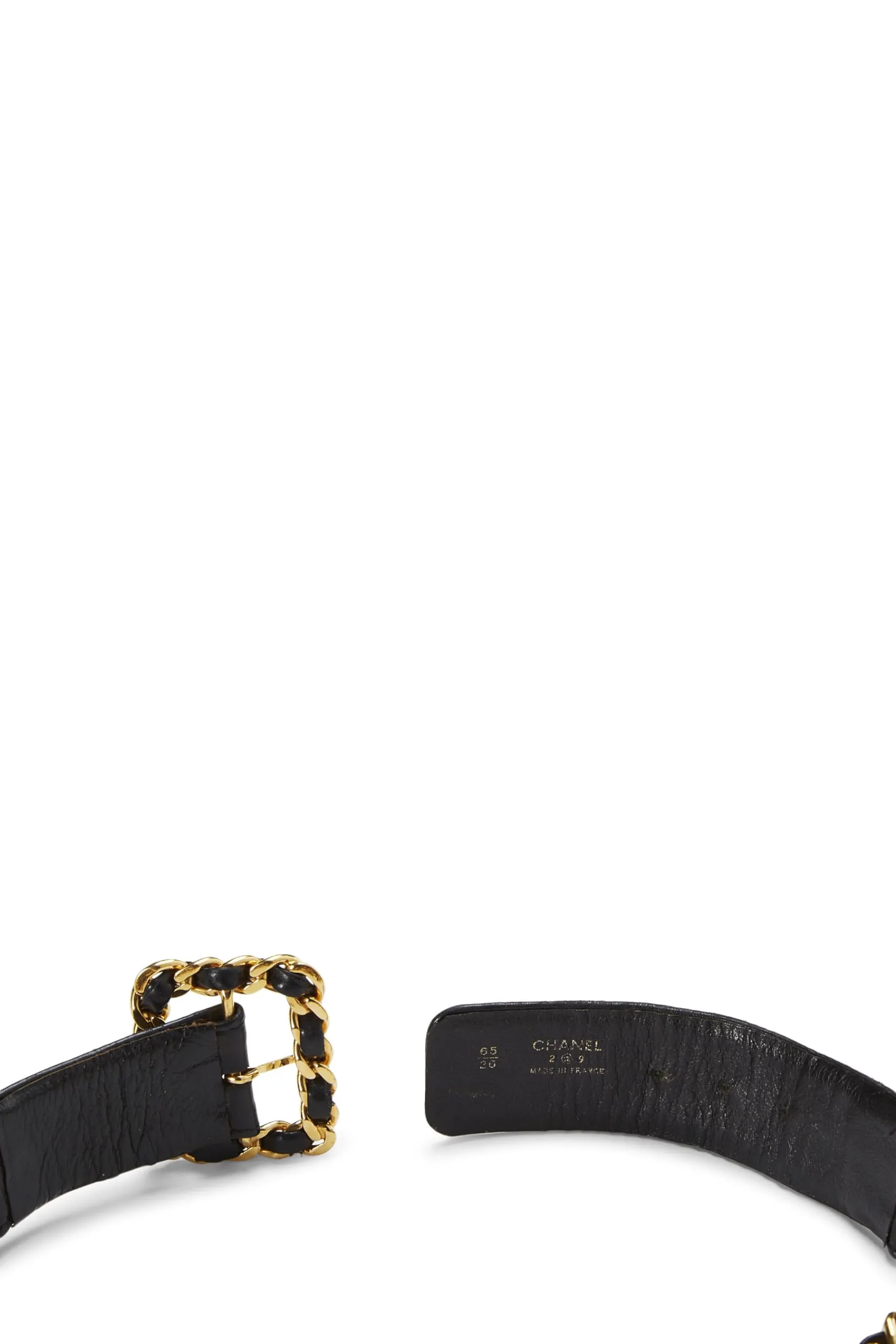 Chanel,  Black Leather & Gold Chain Belt, Black