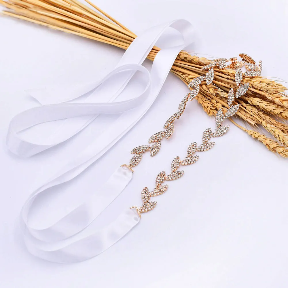 Crystal leaf grecian bridal belt