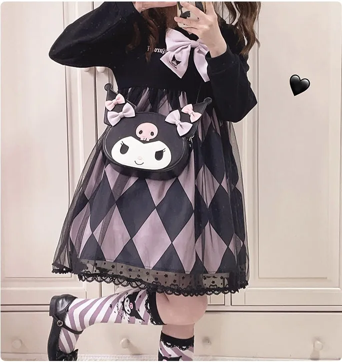 Kawaii Black Sanrio Kuromi Crossbody Bag
