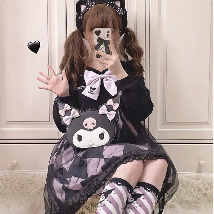 Kawaii Black Sanrio Kuromi Crossbody Bag