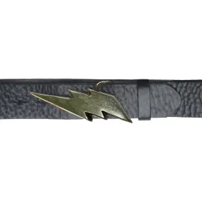 Lightning Bolt Belt - Black with Antique Nickel Buckle