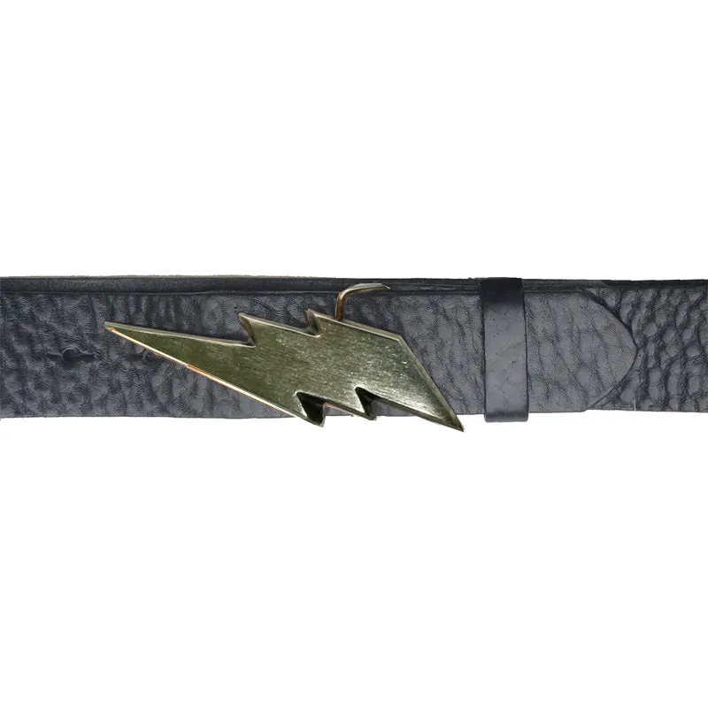 Lightning Bolt Belt - Black with Antique Nickel Buckle