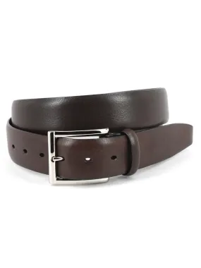 Torino Leather Italian Glazed Milled Calfskin Belt in Brown