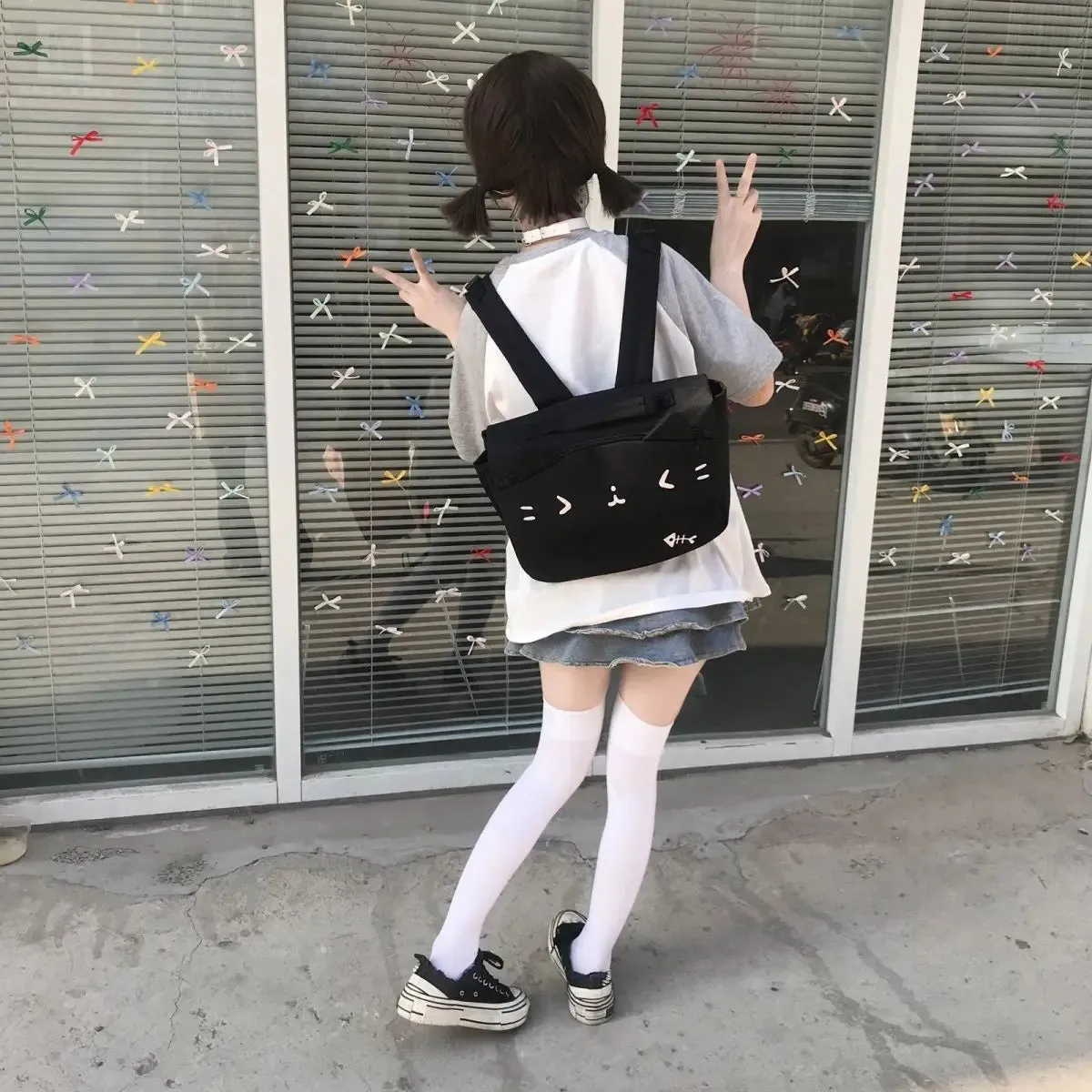 Uakiss Canvas Womens Backpack Cute Cartoon Japanese Style Fashion Y2k Casual Backpacks Kawaii Original Female Korean Popular Bag