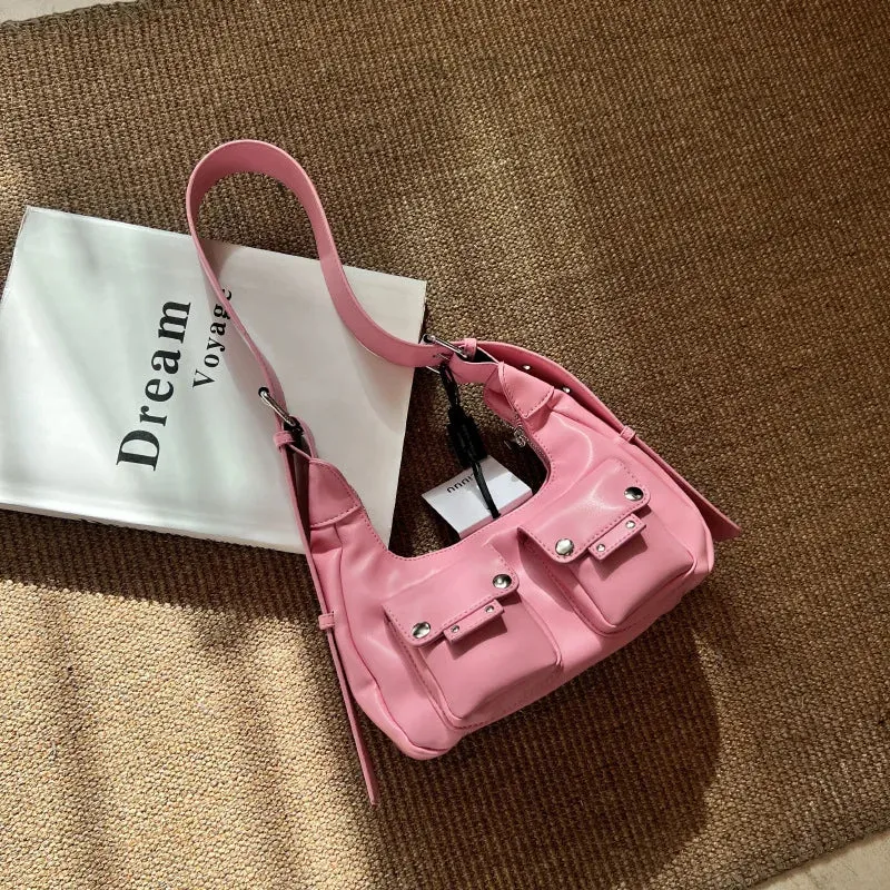 UAKISS  -  PU Leather Shoulder Messenger Bag Women Causal Luxury Handbags and Purse Female Designer Hobos Bag Small Brand Crossbody Bags