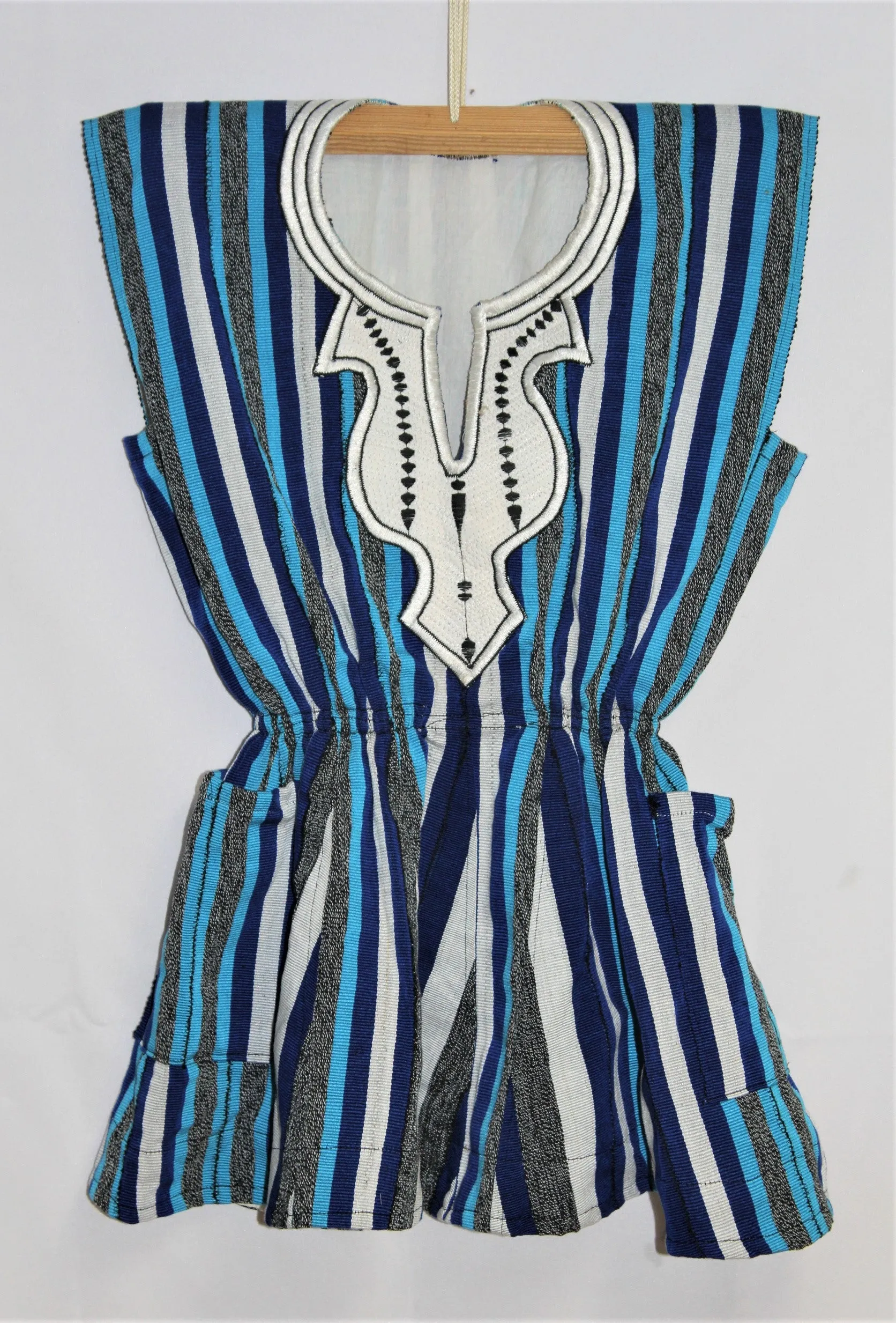 Women's Batakari Blouse - Blue Stripe